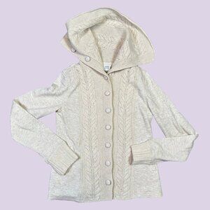 Anthropologie Saturday Sunday Cable Knit Cream Sailor Collar Cardigan Sweater